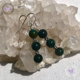 Bloodstone Triple Bead Earrings